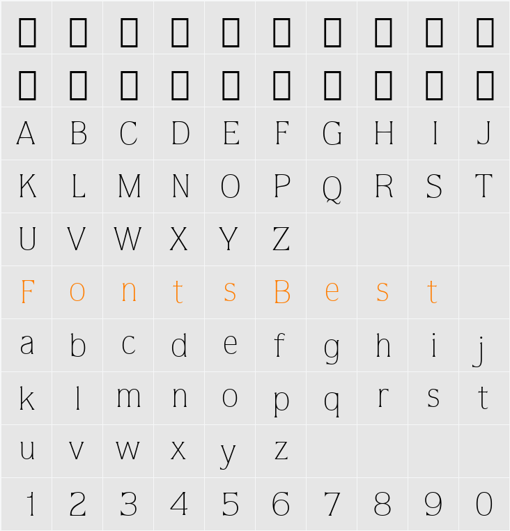 Quorum Lt BT Character Map