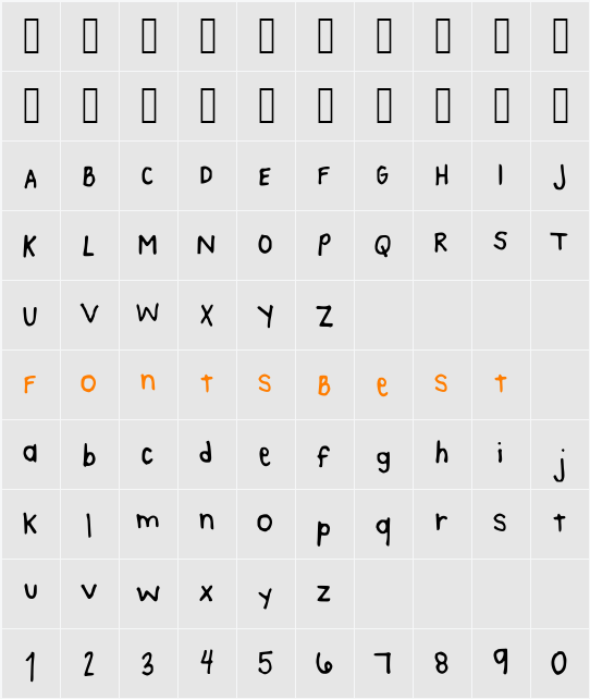 KaesHandwriting Character Map