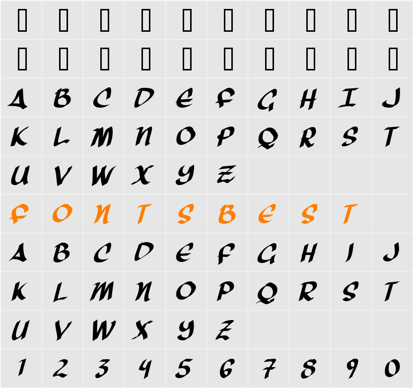 Three Arrows Character Map