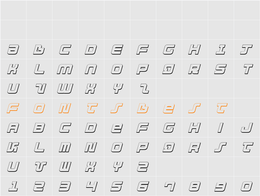 Direktor 3D Italic Character Map
