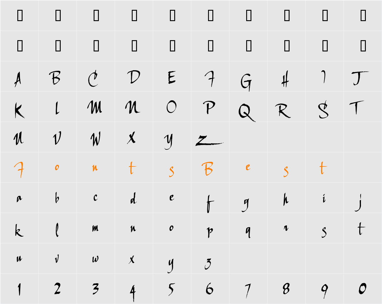 LHF Scriptana COND Character Map