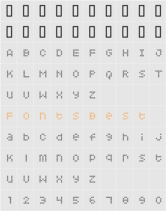 Squarodynamic 01 Character Map