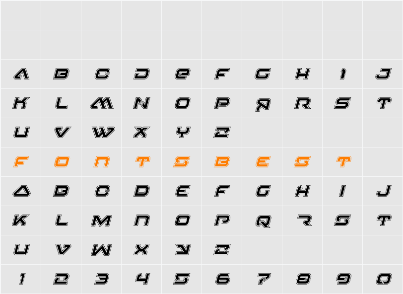 4114 Blaster Academy Italic Character Map
