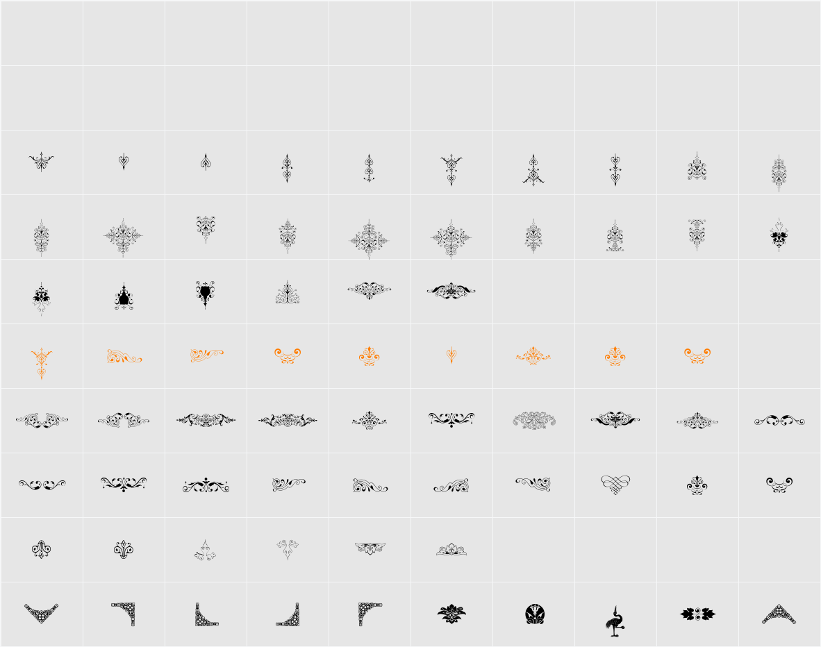 Soft Ornaments Ten Character Map