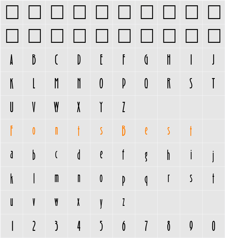 Bradshaw DB Character Map