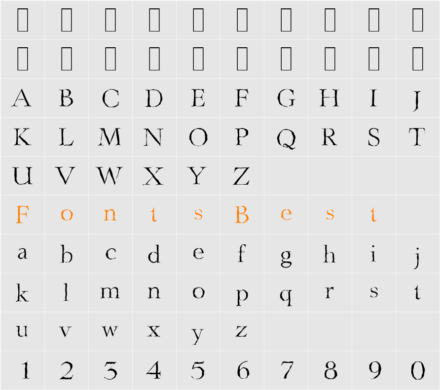 LingwoodAntique-Light Character Map