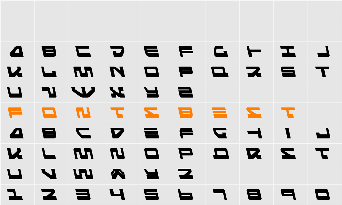 Searider Falcon Leftalic Character Map