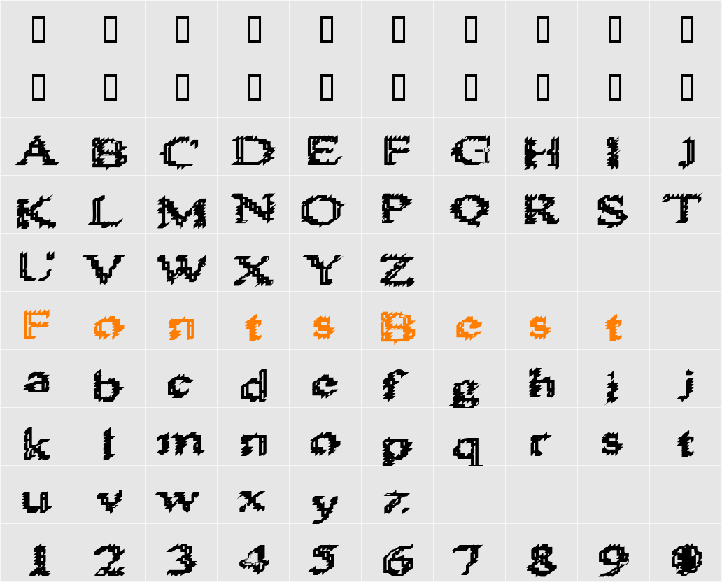 Heat Sinks 586 Character Map