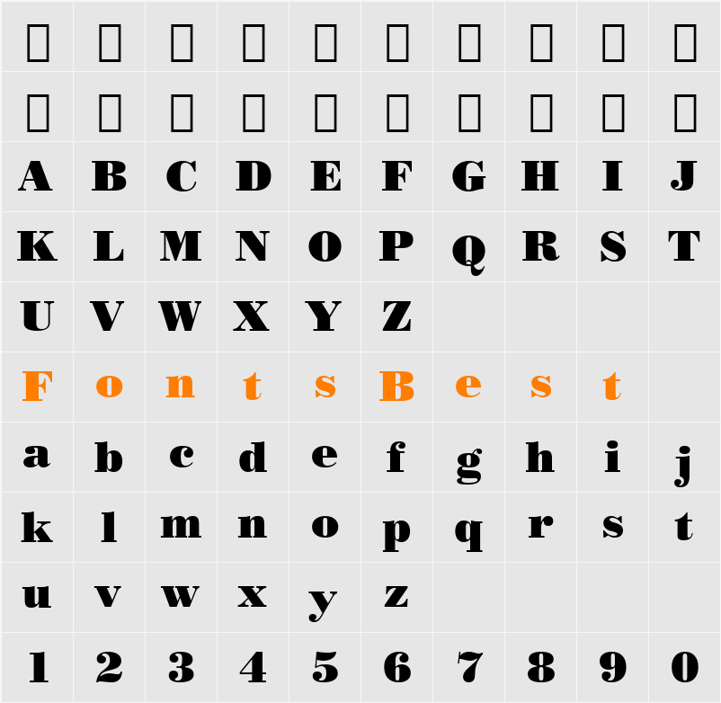 PosterBodoniGreek BT Character Map