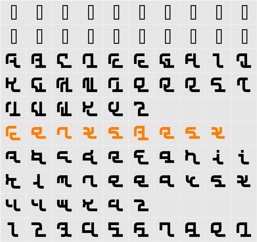 SKYSCRAPER Character Map