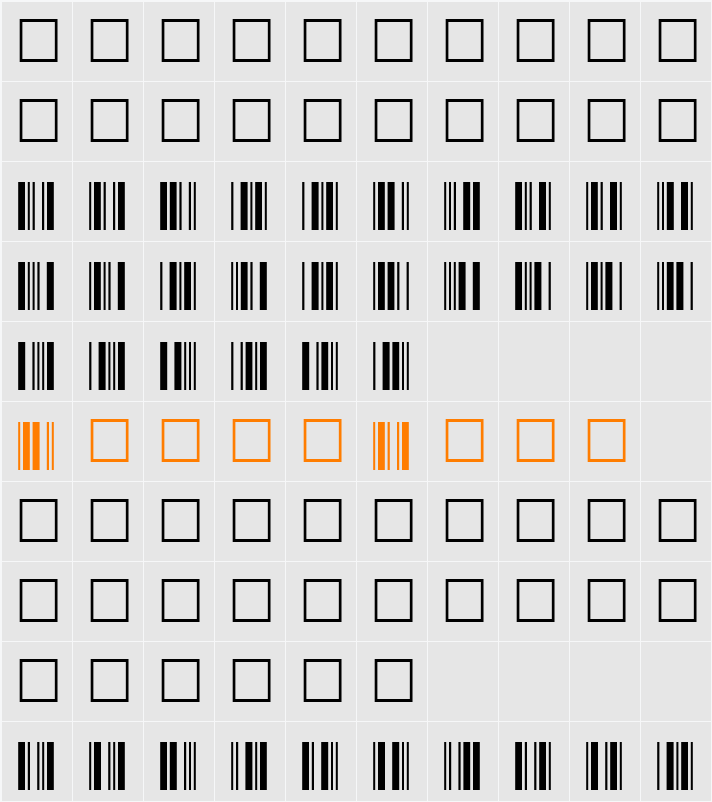 SKANDEMO C39W Character Map