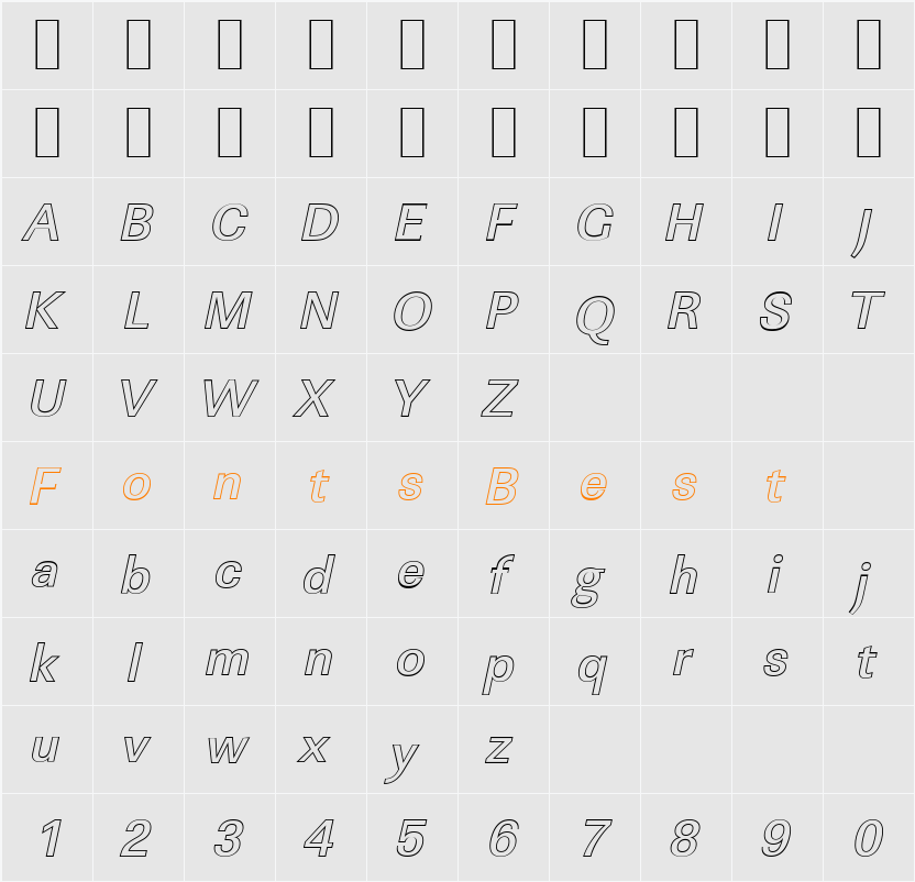 LinearOu-Medium Character Map