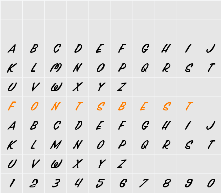 Press Darling Italic Character Map