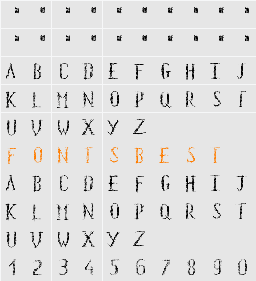 HKH Old Glyphs Character Map