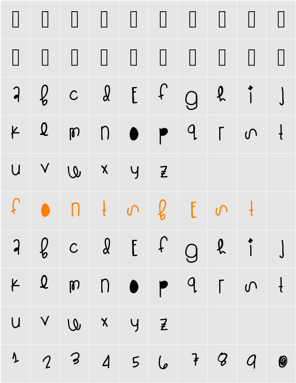 Glitzstick Character Map