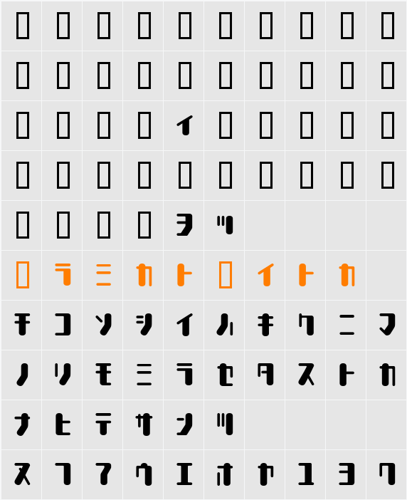 TYPEOUT2097 KAT Character Map