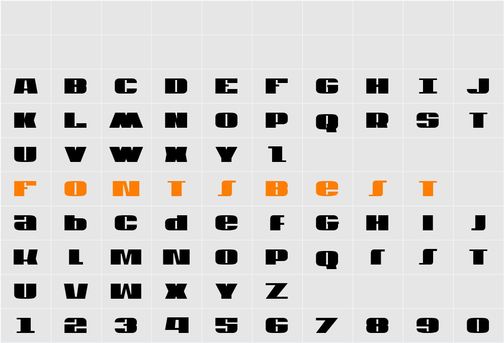 U.S.A. Condensed Character Map