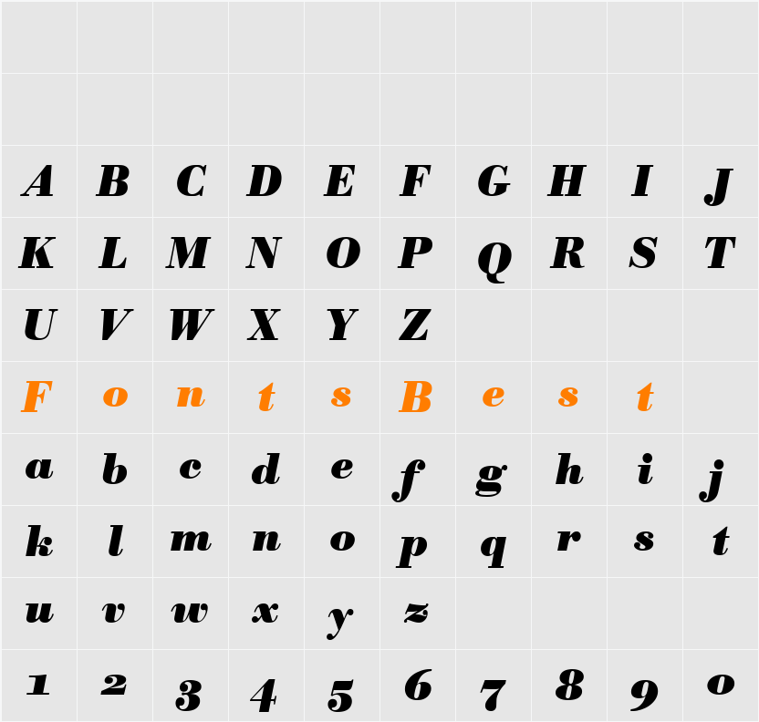 Bodoni BE Character Map