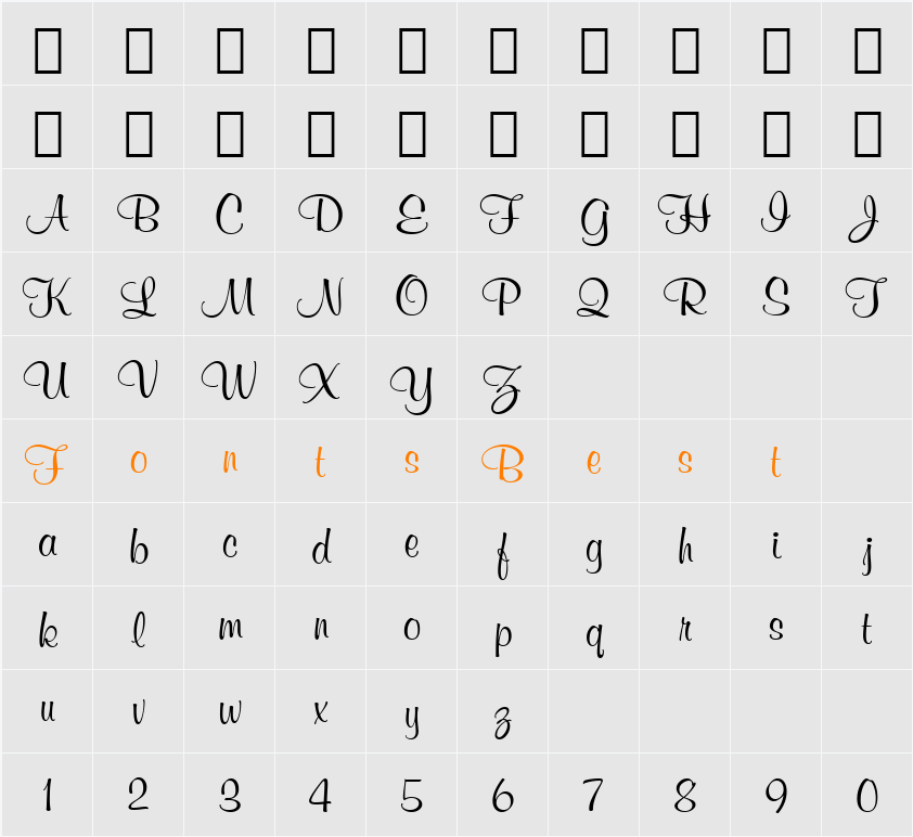 602-CAI978 Character Map