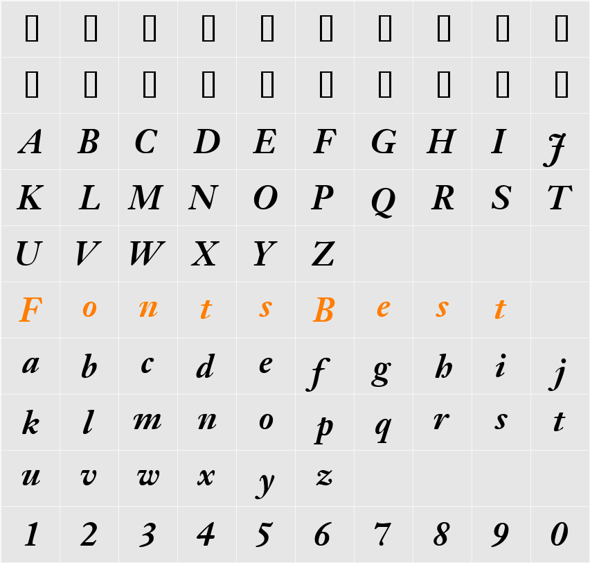 JansonSSK Character Map