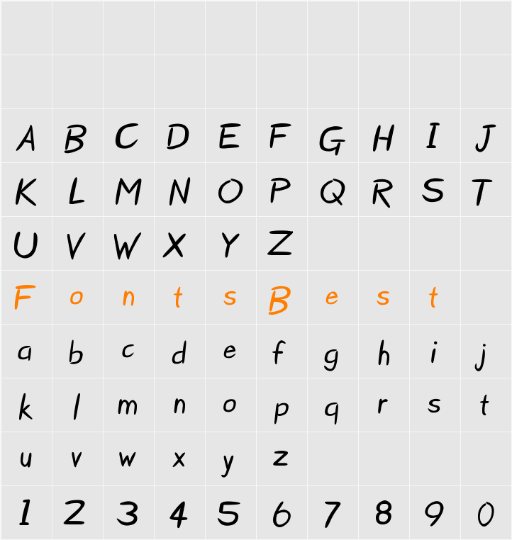 Starzy Darzy lowercase letters Character Map