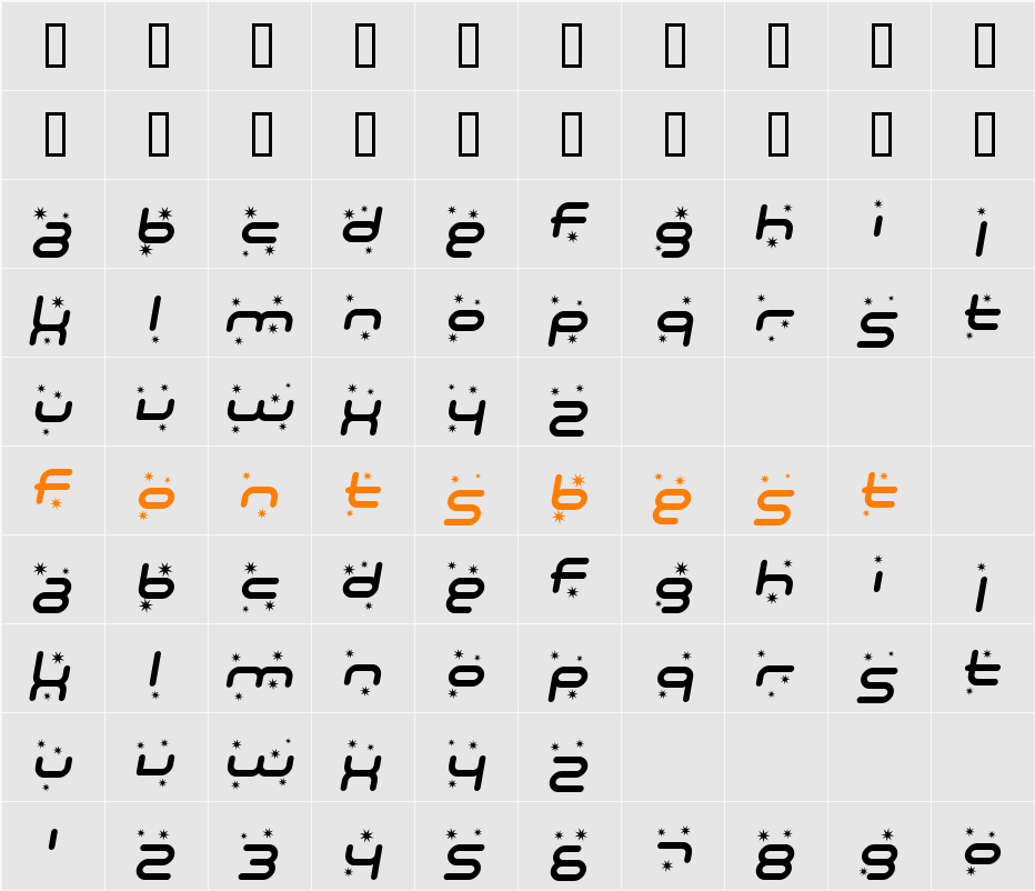SF Technodelight Character Map