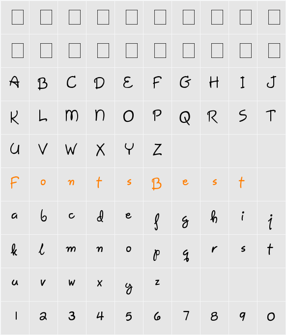 Gisele Script Character Map