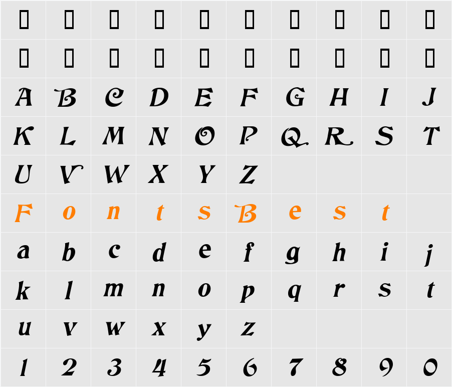Tringle Character Map