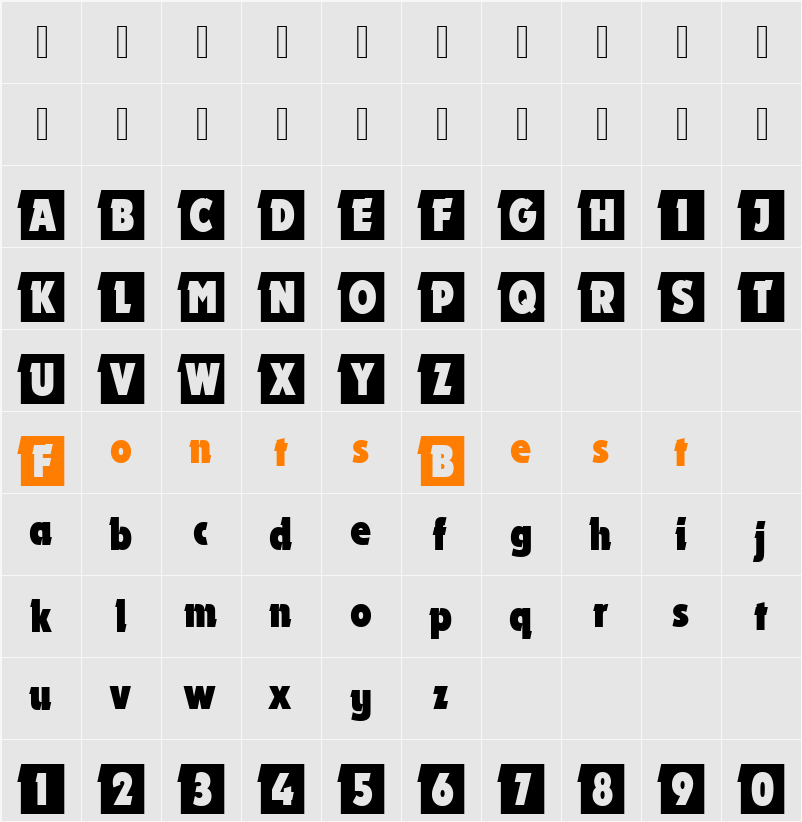 URWDyanaIniDBolCon Character Map