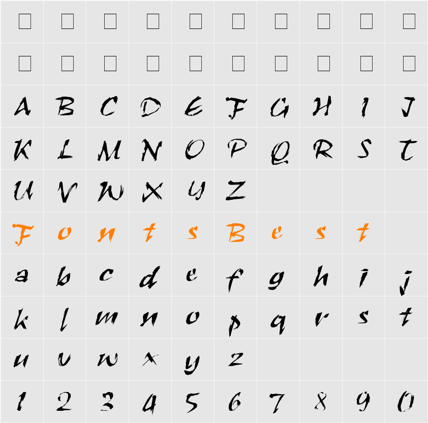 RoughBrush Character Map