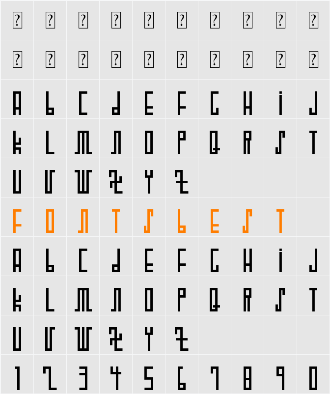 WOODCUTTER FUTURE Character Map