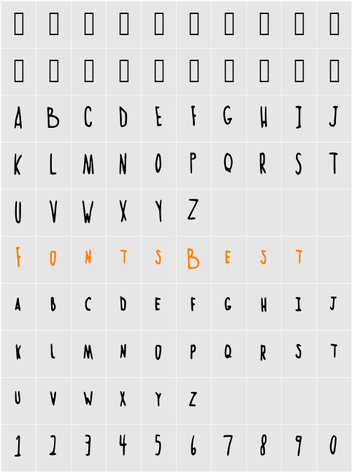 NorteaaTallHand Character Map
