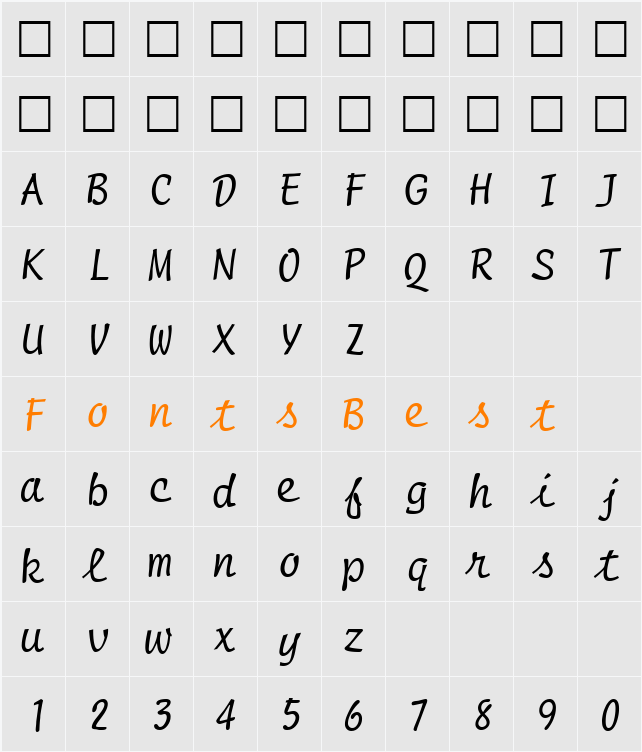 PT Regula Script Character Map