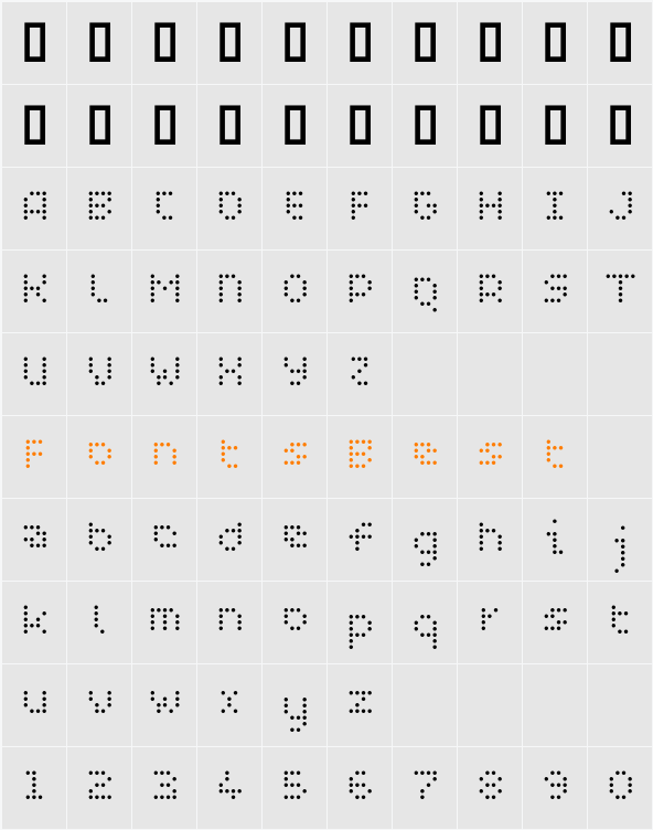 WC PIXHOLE Bta Character Map
