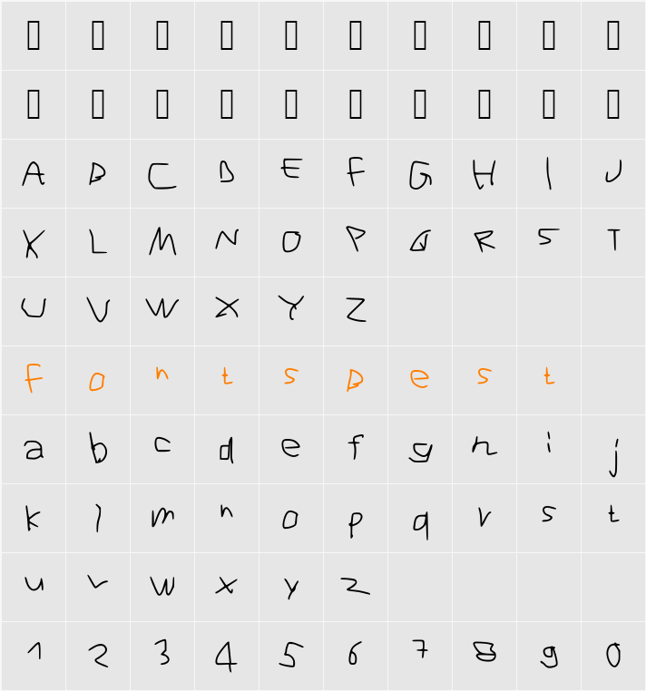 RVn Font of Doom 1 Character Map