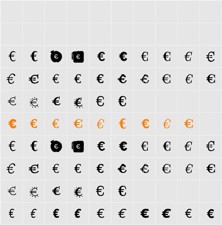 EmigreEuro Character Map