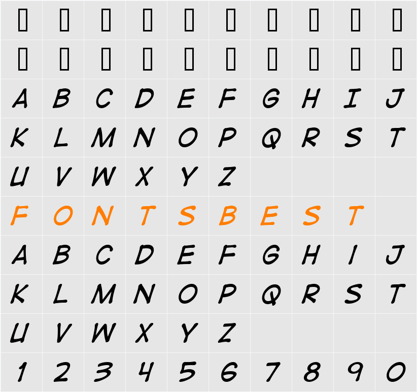 DigitalStrip Character Map