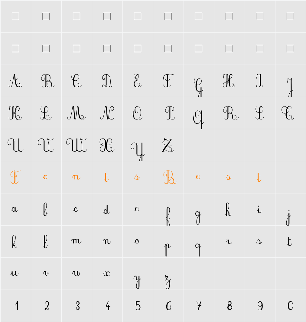 PlumNAE Character Map
