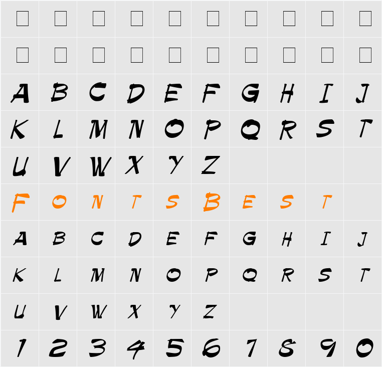 Palette Cyr Character Map