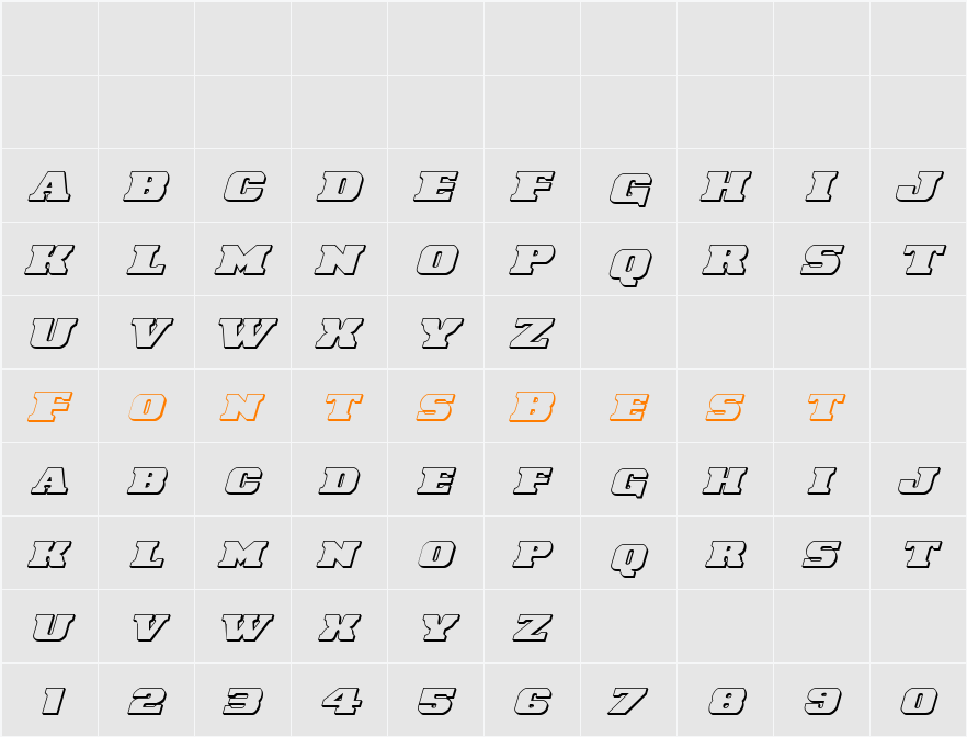 Laredo Trail 3D Italic Character Map