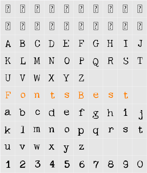skullTypeWr00 Character Map