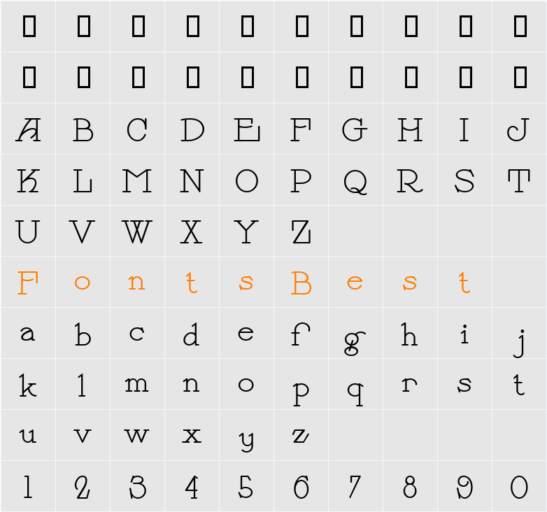 PayzantPen Character Map