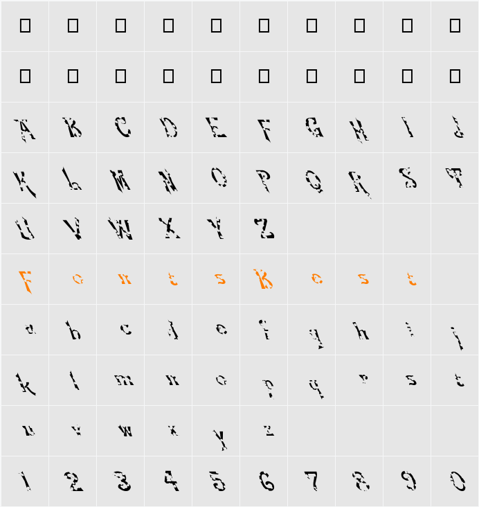 FZ JAZZY 21 HOLEY LEFTY Character Map