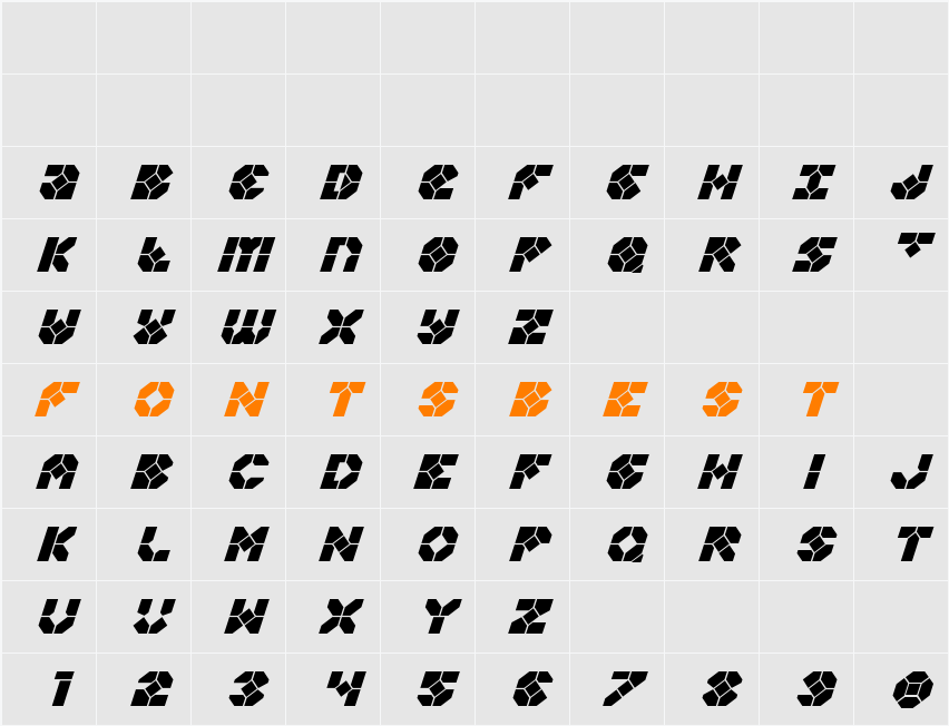 Zoom Runner Title Italic Character Map