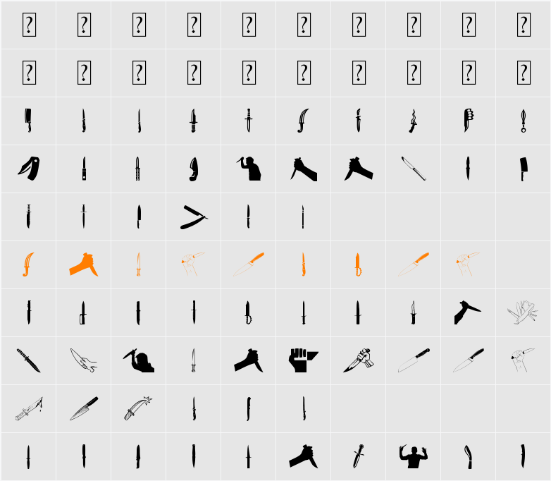 Knife Character Map