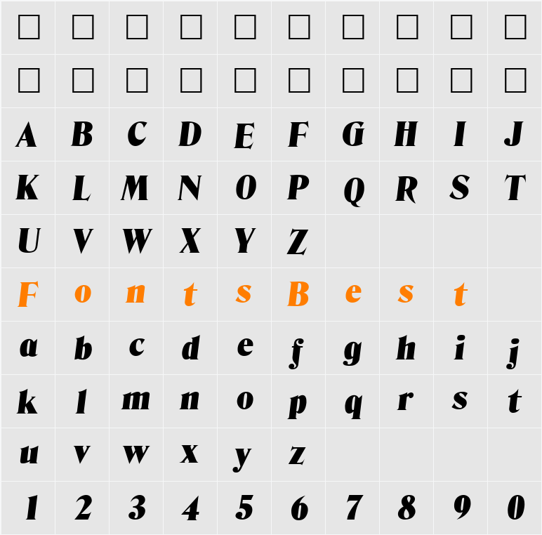DelavanItal Character Map