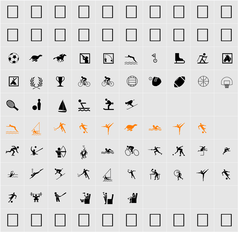 Sports One MT Character Map
