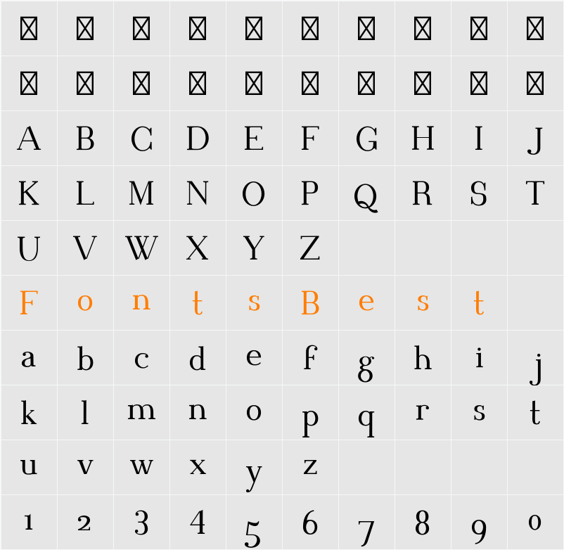 Blithedale Serif Character Map