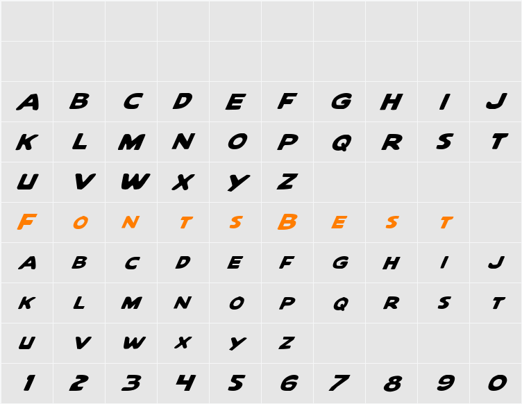 Quartermain Italic Character Map