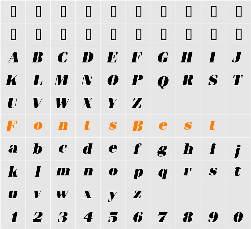 CompendiumBlackSSi Character Map